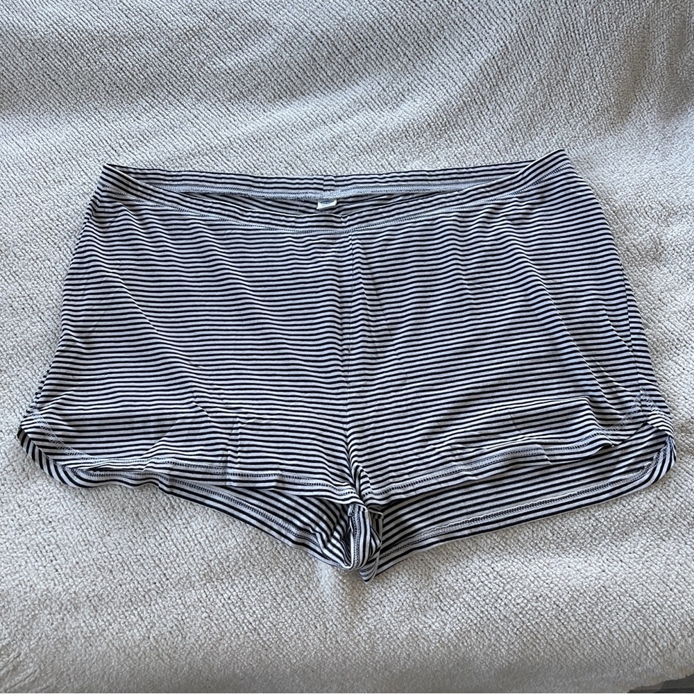 Old Navy Black and White Striped Pajama Shorts